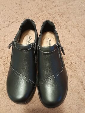 Clarks Collection Womens 6.5 Black Leather Dress Shoes